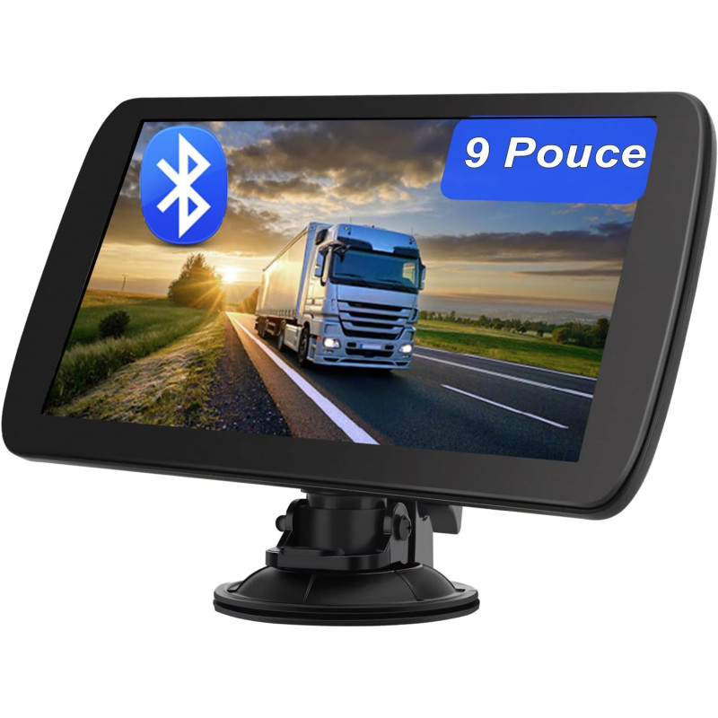 Gps voiture 9 pouces avec bleutooth 2025 – navigation europe, mises à jour gratuites, alerte de vitesse, guidage vocal, compatib