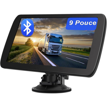 Gps voiture 9 pouces avec bleutooth 2025 – navigation europe, mises à jour gratuites, alerte de vitesse, guidage vocal, compatib