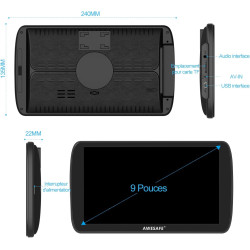 Gps voiture 9 pouces avec bleutooth 2025 – navigation europe, mises à jour gratuites, alerte de vitesse, guidage vocal, compatib