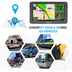 Gps voiture avec écran tactile 7" – bleutooth, cartes europe, mises à jour gratuites, alertes radar, assistance vocale, adapté c