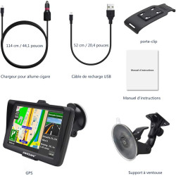 Gps voiture avec écran tactile 7" – bleutooth, cartes europe, mises à jour gratuites, alertes radar, assistance vocale, adapté c