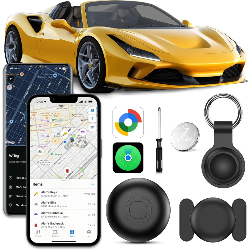 Traceur gps voiture sans abonnement, smart tag traceur, compatible avec android et ios, localisateurs d’objets bleutooth pour po