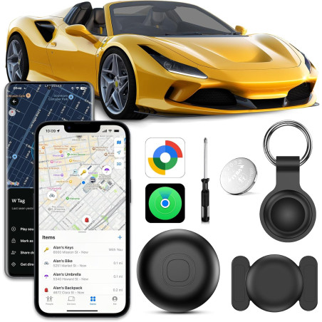 Traceur gps voiture sans abonnement, smart tag traceur, compatible avec android et ios, localisateurs d’objets bleutooth pour po