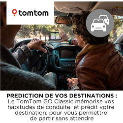 TomTom GPS Voiture GO Classic, 5 Pouces, Info Trafic, Essai des Alertes de Zones de Danger, Cartes EU, Mise à Jour Via WiFi, Fix