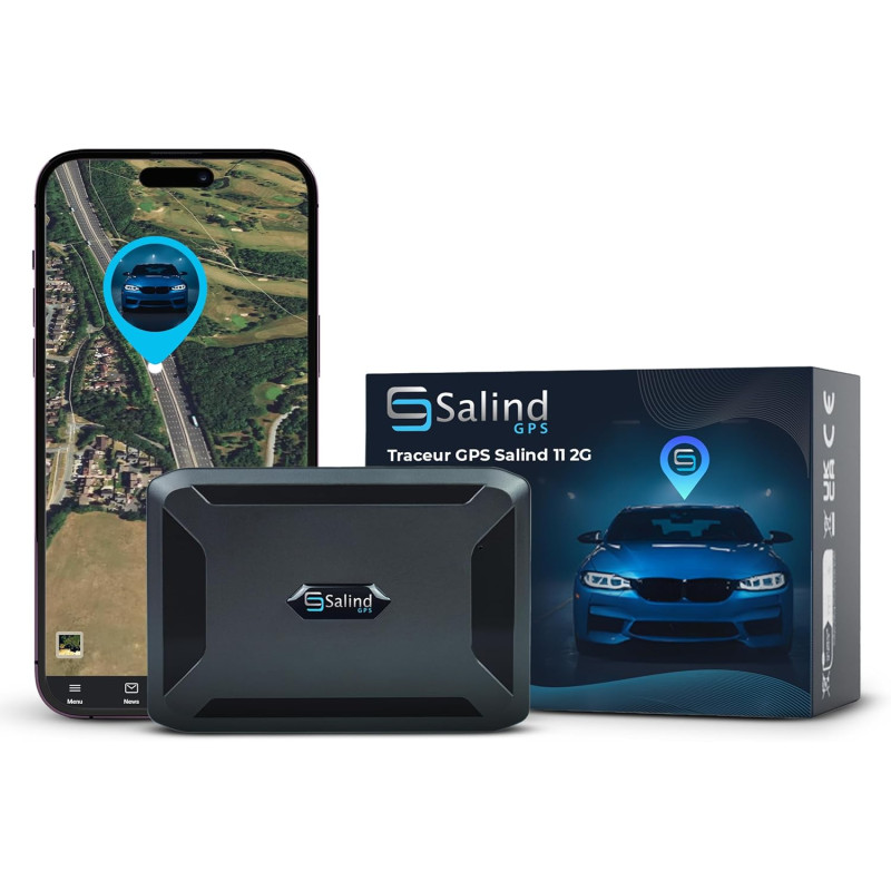 Salind 11 2G - Traceur GPS avec Aimant pour Voitures, véhicules et Machines - Suivi en Temps réel, Historique des trajets et ale