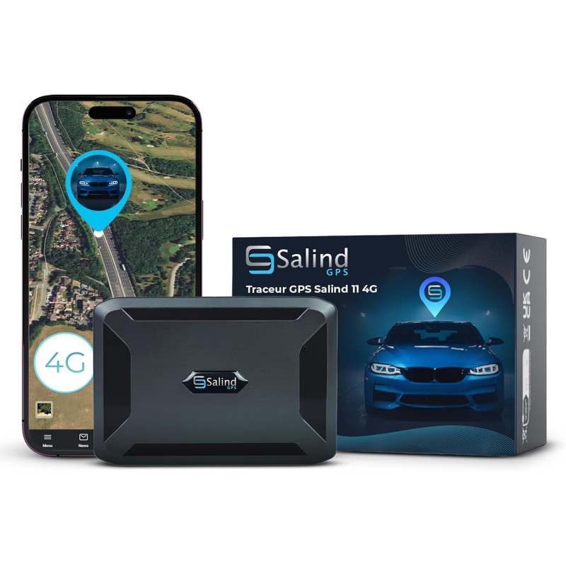 Salind 11 4G - Traceur GPS avec Aimant pour Voitures, véhicules et Machines - Suivi en Temps réel, Historique des trajets et ale