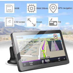 9 Pouce GPS Voiture,GPS Poids Lourds,Auto Navigation avec HD Écran Tactile,Multi-Languages Guidage Vocale 2025 Cartographie EU I