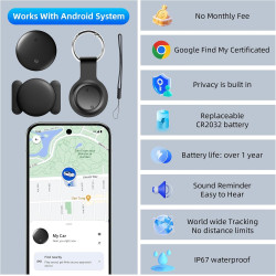 Traceur GPS Voiture, Caché Traceur Voi-ture Magnétique, Compatible avec Android (Google Find My), Traceur GPS sans Abonnement sa