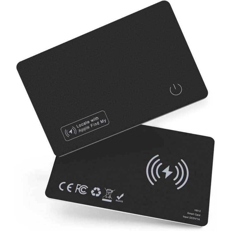 Smart Air Tracker Carte Tag, Rechargeable Wallet Traqueur Compatible avec Find My (iOS Uniquement), Localisateur d'objets Carte 