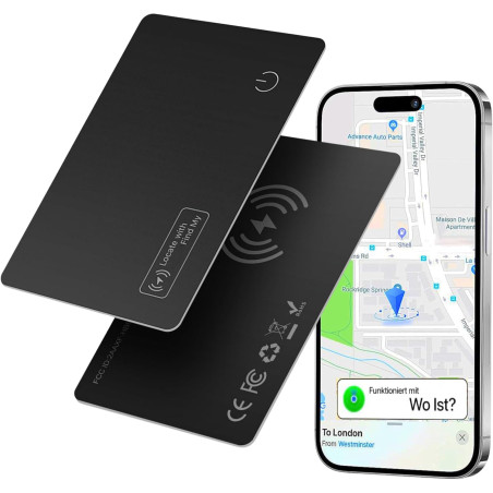 Smart Air Tracker Carte Tag, Rechargeable Wallet Traqueur Compatible avec Find My (iOS Uniquement), Localisateur d'objets Carte 