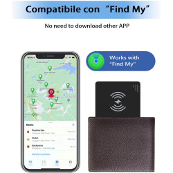 Smart Air Tracker Carte Tag, Rechargeable Wallet Traqueur Compatible avec Find My (iOS Uniquement), Localisateur d'objets Carte 