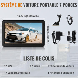 GPS de Navigation, Riloer 7 Pouces Navigation Portable avec Accessoires Secteur, Cartographie Europe Toute Vie Mise à Jour Gratu