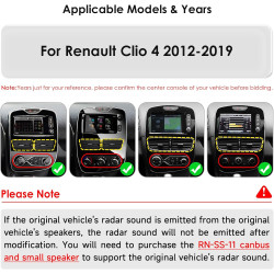 Android 14 car radio pour renault clio 2012-2019, 8 cœurs 4g 32g gps navi pour renault clio radio de voiture sans fil android ca