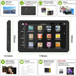 7 Pouce GPS Voiture,GPS Poids Lourds,Auto Navigation avec HD Écran Tactile,Multi-Languages Guidage Vocale 2026 Cartographie UK E