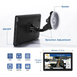 7 Pouce GPS Voiture,GPS Poids Lourds,Auto Navigation avec HD Écran Tactile,Multi-Languages Guidage Vocale 2026 Cartographie UK E