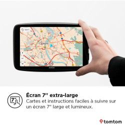 TomTom GPS GO Navigator (écran 7" extra-large, infos trafic en temps réel, alerte des zones de danger 1 an d'essai inclus, carte