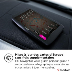 TomTom GPS GO Navigator (écran 7" extra-large, infos trafic en temps réel, alerte des zones de danger 1 an d'essai inclus, carte