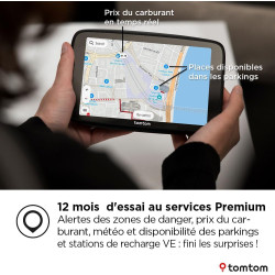 TomTom GPS GO Navigator (écran 7" extra-large, infos trafic en temps réel, alerte des zones de danger 1 an d'essai inclus, carte
