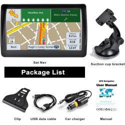 GPS Navigation Voiture 7 Pouces 2025 – Cartes Europe, Mises à Jour Gratuites, Alerte Vitesse & Poi, Guidage Vocal pour Camping-C