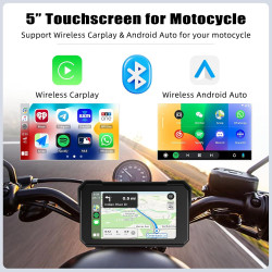 Écran gps carplay pour moto, écran carplay android auto sans fil, moto android auto portable 5 pouces tactile étanche avec tf bl