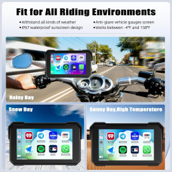 Écran gps carplay pour moto, écran carplay android auto sans fil, moto android auto portable 5 pouces tactile étanche avec tf bl