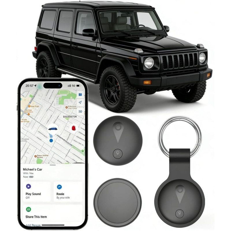 Traceur GPS Voiture, Mini Tracker GPS Voiture Magnétique, Compatible avec iOS et Android, Suivi en Temps Réel Traceur sans Abonn