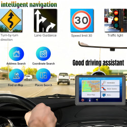 GPS Voiture, Carte de l'europe 2026, 7 Pouces/18CM, Navigation Hors Ligne, Mises à Jour Gratuites, Voix Réelles, Alerte Vitesse 