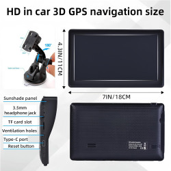 GPS Voiture, Carte de l'europe 2026, 7 Pouces/18CM, Navigation Hors Ligne, Mises à Jour Gratuites, Voix Réelles, Alerte Vitesse 