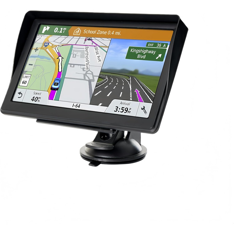 Navigateur GPS, écran tactile 7 pouces Navigation GPS pour voiture, camion, camping-car, avec informations trafic, carte de l'Eu