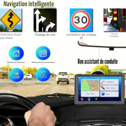 Navigateur GPS, écran tactile 7 pouces Navigation GPS pour voiture, camion, camping-car, avec informations trafic, carte de l'Eu