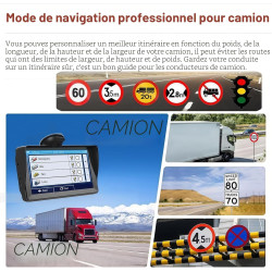 Navigateur GPS, écran tactile 7 pouces Navigation GPS pour voiture, camion, camping-car, avec informations trafic, carte de l'Eu