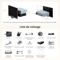 Atotozone 10,1" flexview autoradio android adaptatif pour 1 din et 2 din, écran flottant chatgpt ai radio, wi‑fi/usb/bleutooth, 
