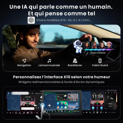 Atotozone x10 autoradio android 10" qled, écran flottant 1 din & 2 din, agent ia & vision ia, liveview à distance, alerte oren h
