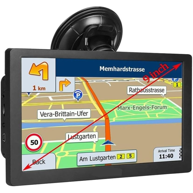Navigateur GPS 22,9 cm pour voiture, camion 22,9 cm, pilotes commerciaux 2025 pour cartes Europe et Royaume-Uni (en Europe)