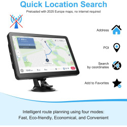 Navigateur GPS 22,9 cm pour voiture, camion 22,9 cm, pilotes commerciaux 2025 pour cartes Europe et Royaume-Uni (en Europe)