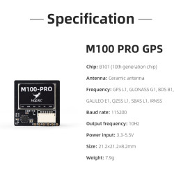 Hglrc M100 Pro GPS qmc5883l Compas 5 - Mode positionnement Mise à Niveau 10e génération Puce Compatible FPV Drone à voilure Fixe