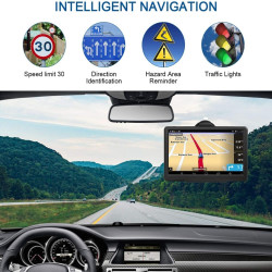 5 Pouce GPS Voiture,Navigation Voiture,Cartes Europe, Mises à Jour Gratuites, Alerte Vitesse & Poi, Guidage Vocal pour Camping-C