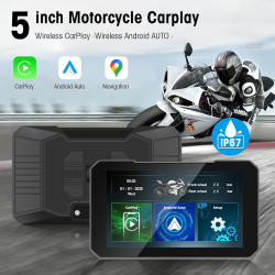 LEXXSON Écran CarPlay de moto de 5", CarPlay et Android Auto, étanche IP67, écran tactile HD, démarrage rapide, séparation audio