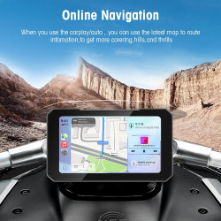 LEXXSON Écran CarPlay de moto de 5", CarPlay et Android Auto, étanche IP67, écran tactile HD, démarrage rapide, séparation audio