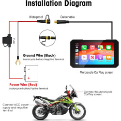 LEXXSON Écran CarPlay de moto de 5", CarPlay et Android Auto, étanche IP67, écran tactile HD, démarrage rapide, séparation audio