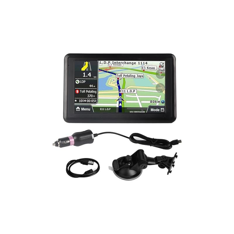 Navigateur GPS, Écran Tactile 5 Pouces Universel avec Cartes Europe à Vie en Direct et Stationnement Intégré GPS Voiture Camion 