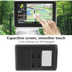 Navigateur GPS, Écran Tactile 5 Pouces Universel avec Cartes Europe à Vie en Direct et Stationnement Intégré GPS Voiture Camion 
