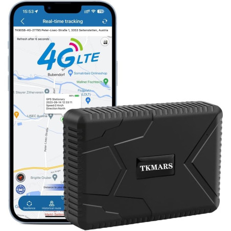 Traceur GPS Voiture 4G Aimanté Tracker GPS Étanche IP65 7800mAh 2 Mois Autonomie en Veille Positionnement APP/SMS Suivi en Temps
