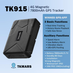 Traceur GPS Voiture 4G Aimanté Tracker GPS Étanche IP65 7800mAh 2 Mois Autonomie en Veille Positionnement APP/SMS Suivi en Temps