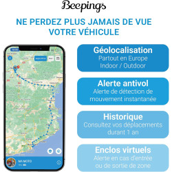 Tracker GPS Zen L - Non Brouillable - 1 an d'Abonnement Offert - Voiture, Moto, Scooter, Camping-Car - Alertes Antivol - Jusqu'à