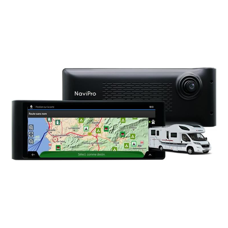 GPS Camping Car 7 Pouces NaviPro DVR, Dashcam - Caméra de Route intégrée, Europe + Maroc, Aires De Camping - Mise A Jour Gratuit