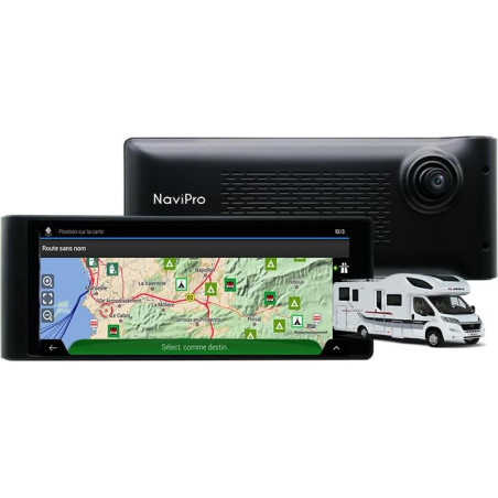 GPS Camping Car 7 Pouces NaviPro DVR, Dashcam - Caméra de Route intégrée, Europe + Maroc, Aires De Camping - Mise A Jour Gratuit