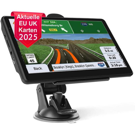 NEWFUN GPS Voiture,5 Pouce GPS Poids Lourds,Auto Navigation avec HD Écran Tactile,Multi-Languages Guidage Vocale 2025 Cartograph