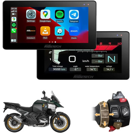 Kraft 5.5 Système Intelligent pour Motos BMW, Écran 5,5 Pouces, CarPlay/Android Auto, Navigation GPS Waze/Maps, Plug & Play, Con