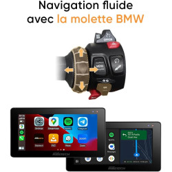Kraft 5.5 Système Intelligent pour Motos BMW, Écran 5,5 Pouces, CarPlay/Android Auto, Navigation GPS Waze/Maps, Plug & Play, Con